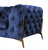Homeroots Living Room Glam 74" Blue Velvet And Gold Loveseat, Blue and Gold