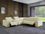Homeroots Living Room Beige Italian Leather Power Recline L Shape Six Piece Corner Sectional With Console