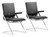 Set Of Two Black Faux Leather Seat Adjustable Conference Chair Metal Back Steel Frame