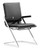 Set Of Two Black Faux Leather Seat Adjustable Conference Chair Metal Back Steel Frame