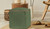18" Moss Green And Natural Cotton And Jute Cube Pouf Ottoman