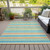 8' X 10' Teal Yellow and Green Striped Washable Non Skid Indoor Outdoor Area Rug