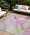 10' X 14' Pink Abstract Washable Non Skid Indoor Outdoor Area Rug