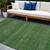 10' X 14' Fern Green Striped Washable Non Skid Indoor Outdoor Area Rug