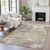 10' X 14' Beige Green And Purple Abstract Washable Indoor Outdoor Area Rug