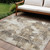 9' X 12' Taupe and Ivory Floral Washable Non Skid Indoor Outdoor Area Rug