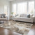 9' X 12' Taupe and Ivory Floral Washable Non Skid Indoor Outdoor Area Rug