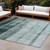 10' X 14' Teal Ombre Washable Non Skid Indoor Outdoor Area Rug