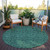 8' Teal Blue Green And Charcoal Round Floral Washable Indoor Outdoor Area Rug