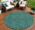 8' Teal Blue Green And Charcoal Round Floral Washable Indoor Outdoor Area Rug