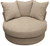 Homeroots Living Room 44" Sand Linen Solid Color Swivel Barrel Chair