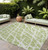 10' X 14' Green and White Abstract Washable Non Skid Indoor Outdoor Area Rug