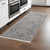 8' Blue and Ivory Floral Power Loom Runner Rug With Fringe