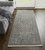 8' Blue and Ivory Floral Power Loom Runner Rug With Fringe