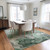 8' X 10' Green Abstract Washable Non Skid Indoor Outdoor Area Rug