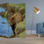 Homeroots Home Decor Multi Color Wood Canvas Bear Screen, Multi Color, 1 Inch x 48 Inch x 72 Inch