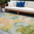 10' X 14' Blue Abstract Washable Non Skid Indoor Outdoor Area Rug