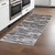 8' Gray Ivory And Tan Abstract Distressed Runner Rug