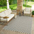 8' X 10' Black and White Geometric Distressed Indoor Outdoor Area Rug