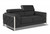 Homeroots Living Room 75" Dark Gray Italian Leather and Chrome Love Seat