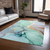 8' X 10' Teal Abstract Washable Non Skid Indoor Outdoor Area Rug