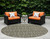 8' Round Taupe and Beige Round Damask Washable Non Skid Indoor Outdoor Area Rug
