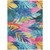 10' X 14' Sky Blue And Pink Floral Washable Indoor Outdoor Area Rug