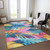 10' X 14' Sky Blue And Pink Floral Washable Indoor Outdoor Area Rug