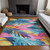 10' X 14' Sky Blue And Pink Floral Washable Indoor Outdoor Area Rug