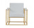 Homeroots Stylish White Leatherette And Gold Steel Chair, White, Gold Finish