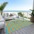 9' X 12' Aqua Striped Washable Non Skid Indoor Outdoor Area Rug