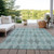 9' X 12' Teal Geometric Washable Non Skid Indoor Outdoor Area Rug