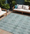 9' X 12' Teal Geometric Washable Non Skid Indoor Outdoor Area Rug