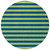 8' Round Navy Blue Round Striped Washable Non Skid Indoor Outdoor Area Rug