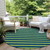 8' Round Navy Blue Round Striped Washable Non Skid Indoor Outdoor Area Rug