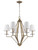 Homeroots Lighting Easton 6-Light Washed Gold Chandelier with Crystal Bobeches and Fabric Shades