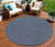 8' Navy Blue And Ivory Round Geometric Indoor Outdoor Area Rug
