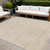 5' Ivory And Gold Square Abstract Indoor Outdoor Area Rug