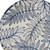 4' Navy Blue And Ivory Round Botanical Leaves Indoor Outdoor Area Rug