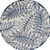 4' Navy Blue And Ivory Round Botanical Leaves Indoor Outdoor Area Rug