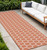 8' Coral And Ivory Geometric Indoor Outdoor Runner Rug