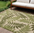 6' X 9' Ivory And Green Palm Leaf Indoor Outdoor Area Rug