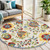 4' Green Orange Red And Blue Round Floral Indoor Outdoor Area Rug