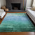 3' X 5' Teal Blue And Aqua Striped Washable Indoor Outdoor Area Rug