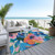 3' X 5' Navy Blue And Sky Blue Floral Washable Indoor Outdoor Area Rug