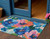 3' X 5' Navy Blue And Sky Blue Floral Washable Indoor Outdoor Area Rug