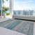 3' X 5' Teal Blue Salmon And Beige Medallion Washable Indoor Outdoor Area Rug