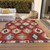 5' X 8' Red Ivory And Salmon Southwestern Washable Indoor Outdoor Area Rug