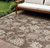 6' X 9' Brown And Ivory Floral Indoor Outdoor Area Rug