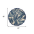 4' Navy Blue And Ivory Round Botanical Leaves Indoor Outdoor Area Rug